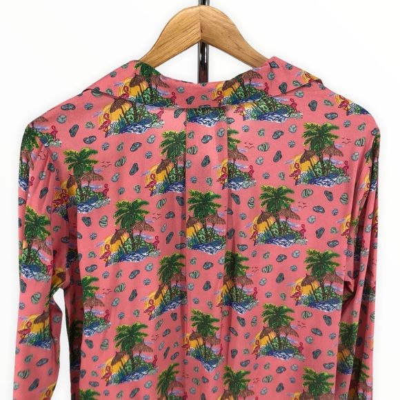 Nrvna Mode Colette Beach Print Blouse Long Sleeve V Neck Viscose size small NWT - Picture 6 of 12